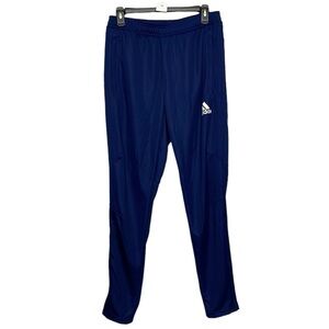 Adidas Mens Navy Blue Track Pants Pull On Elastic Waist Zip Pockets Size M